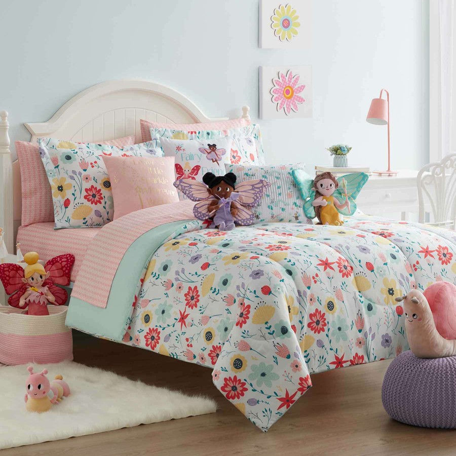 Kids' Bedding * | Tiny Dreamers Colorful Garden Comforter Set, Full/Queen Less Expensive