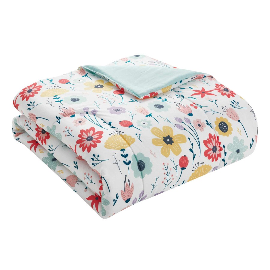 Kids' Bedding * | Tiny Dreamers Colorful Garden Comforter Set, Full/Queen Less Expensive